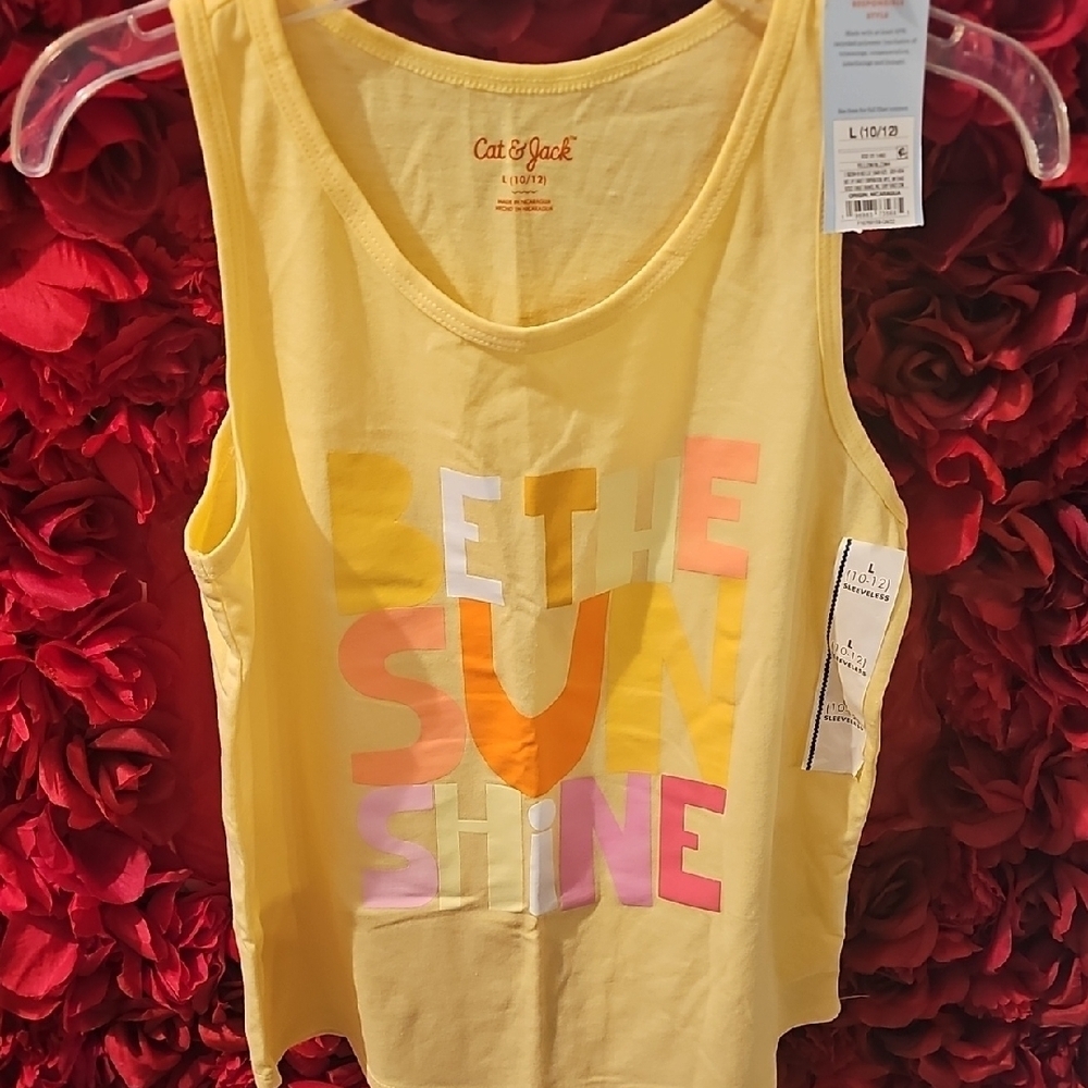 Cat & Jack Vibrant Yellow Tank with Graphic "Be The Sunshine" Size Large 10/12